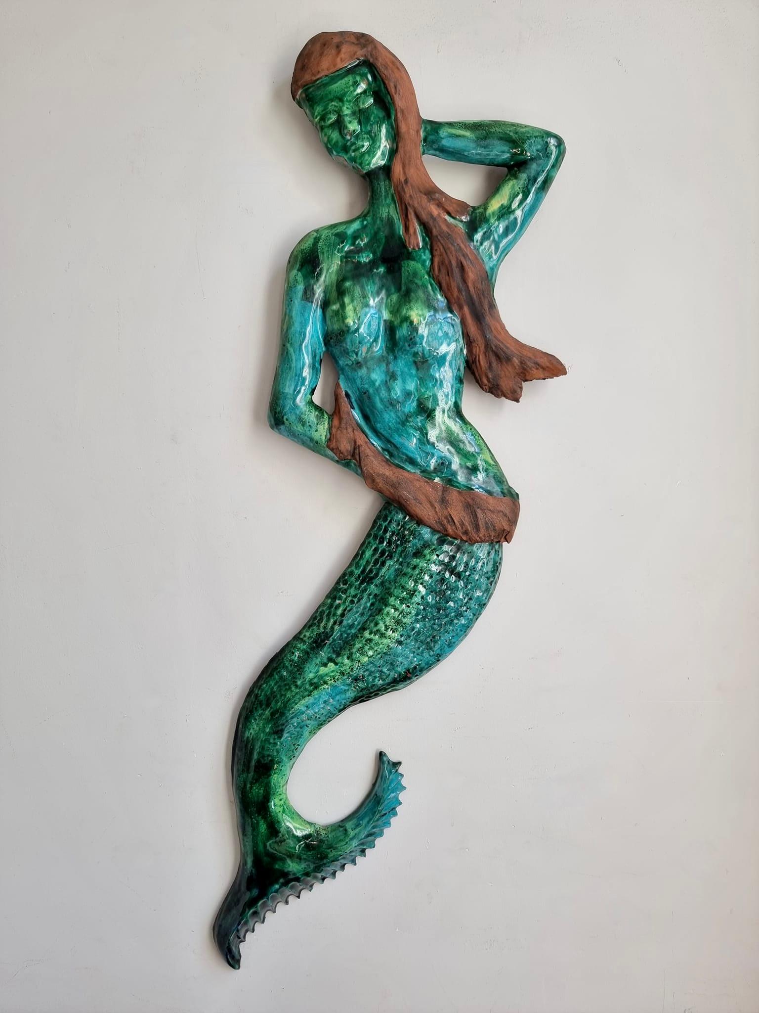  Italian Terracotta Mermaid Wall Plaque  For Sale 2
