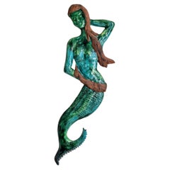  Italian Terracotta Mermaid Wall Plaque 