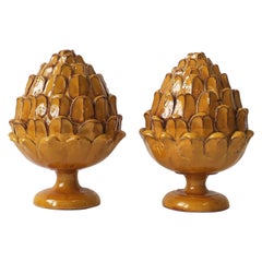 Italian Terracotta Pinecone Garnitures, Pair