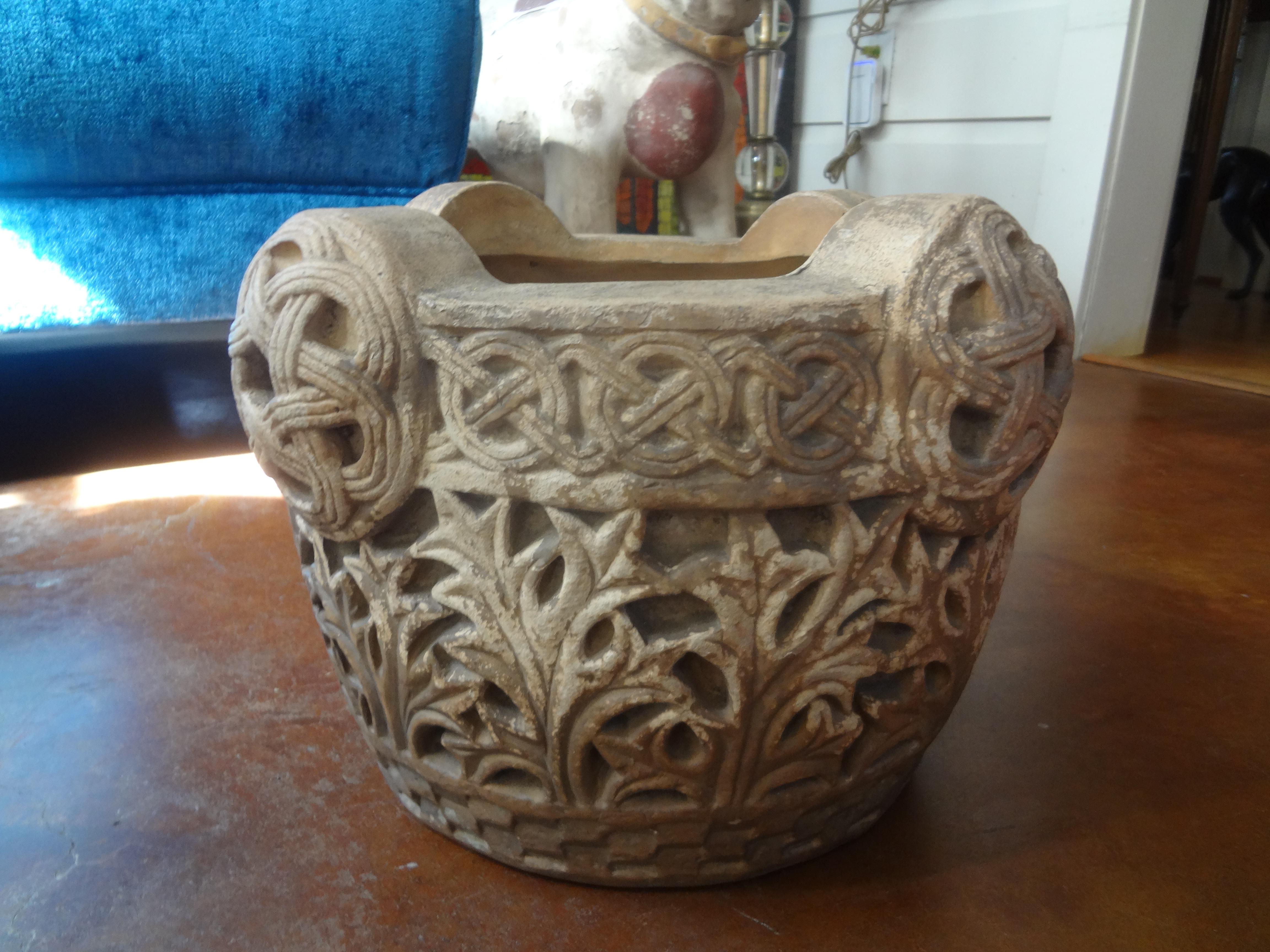 Italian terracotta planter by Dini e Cellai Signa.
Handsome Italian Islamic, Middle Eastern or Arabesque style Terra Cotta Planter, Jardiniere or Cachepot, circa 1920. 
This stunning garden planter would look great on a coffee table or dining