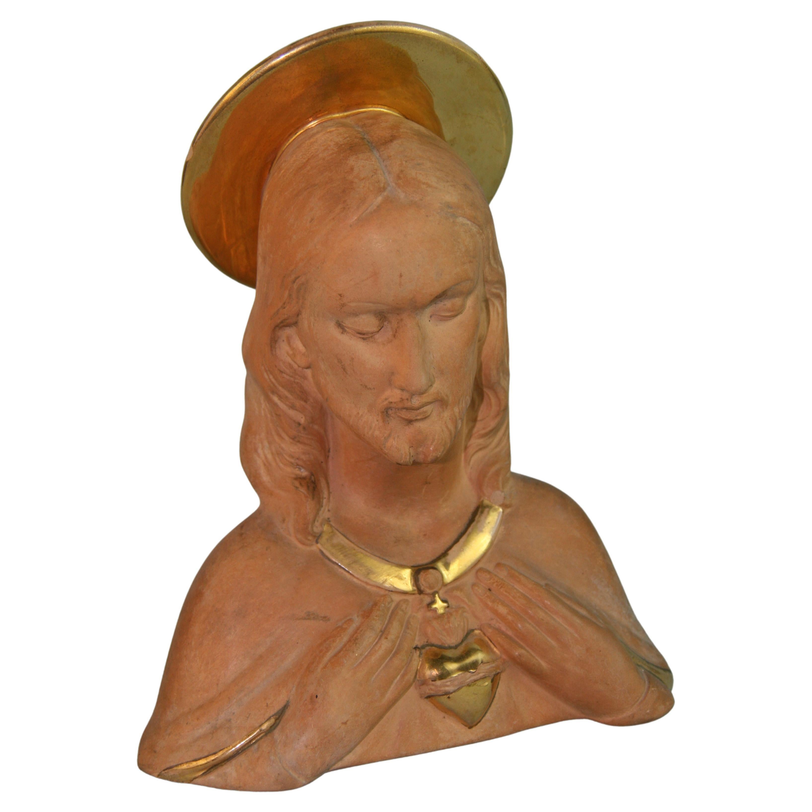 Large Antique Religious Church Statue Jesus Christ sacred Heart in