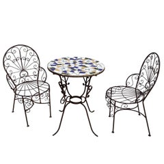 Italian Terrazzo Tile Cafe Table and Chairs, Set A