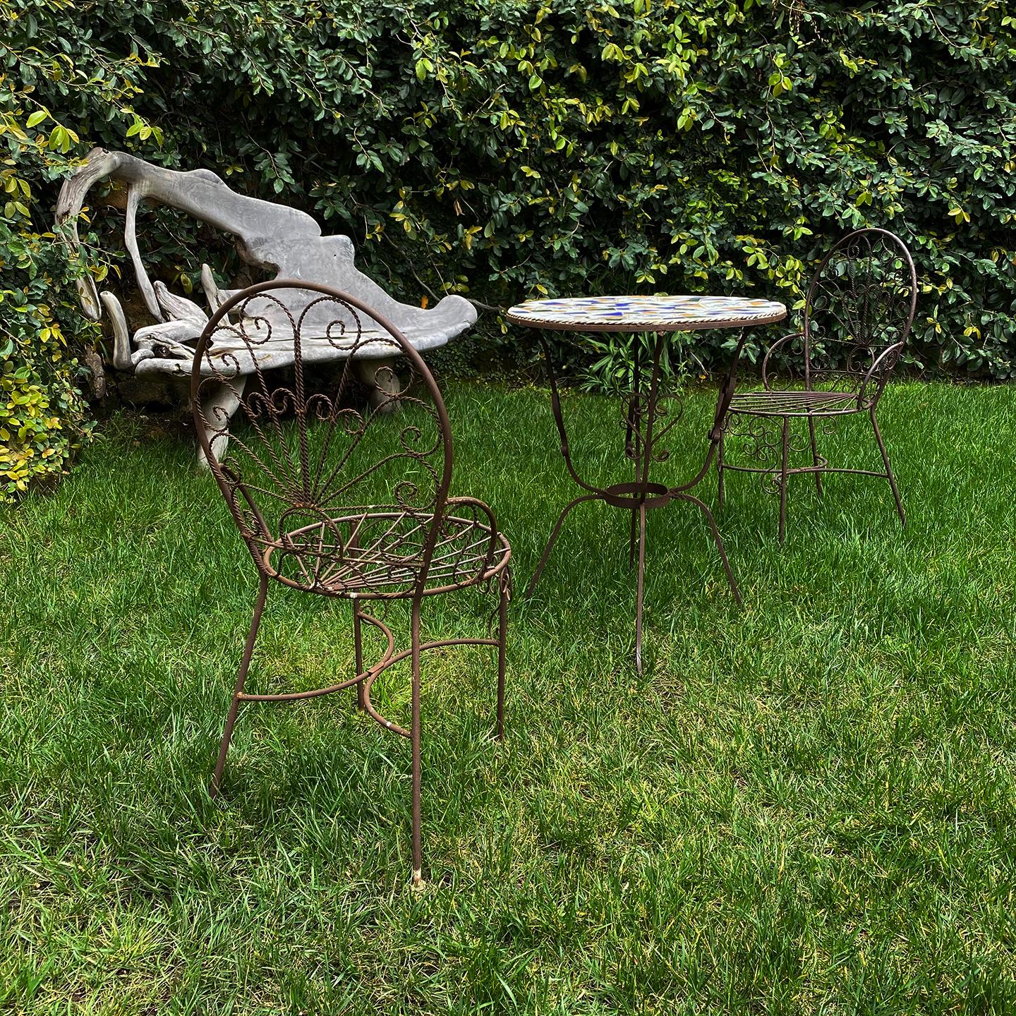 Italian Terrazzo Tile Cafe Table and Chairs, Set B For Sale 14