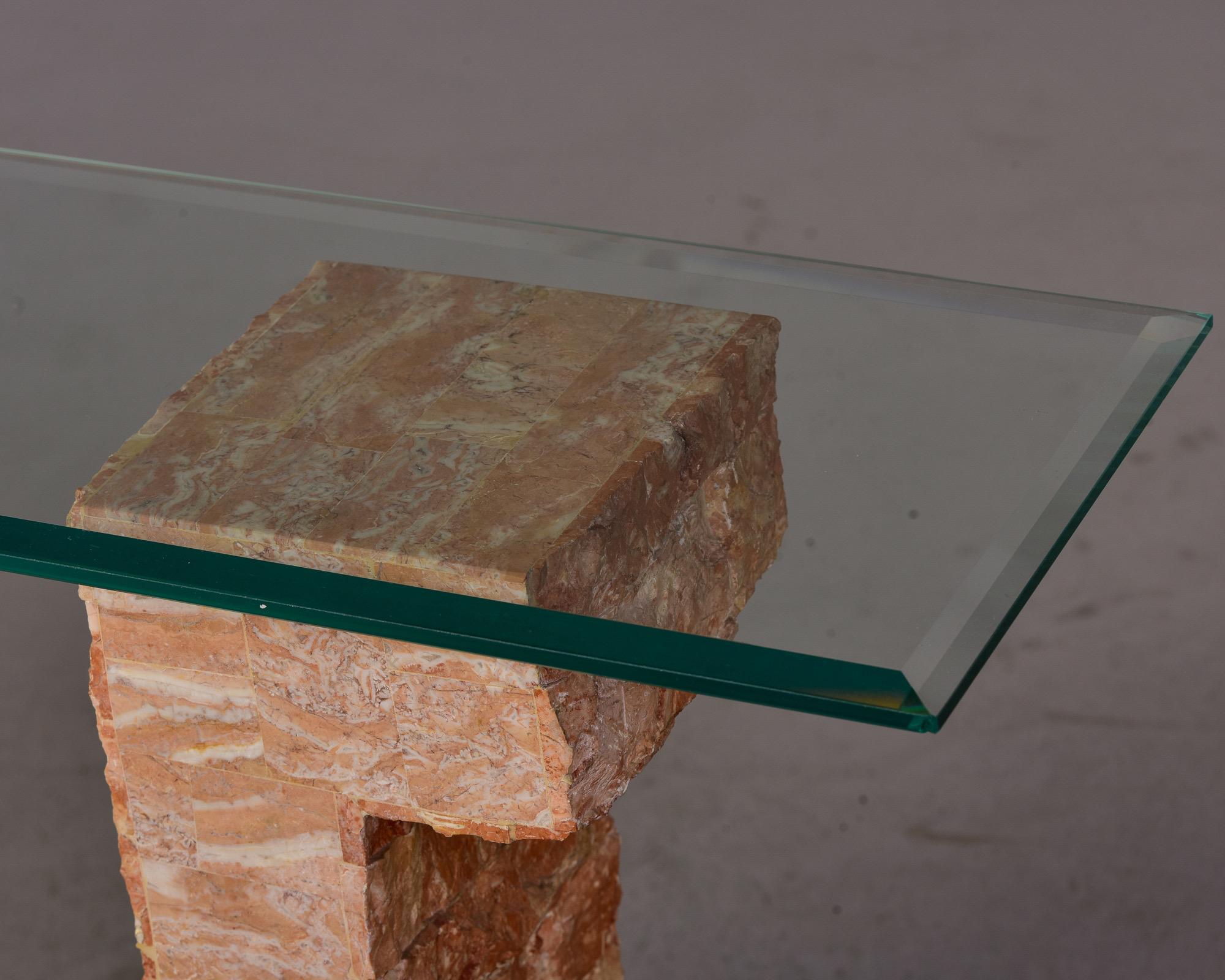 pink marble console table
