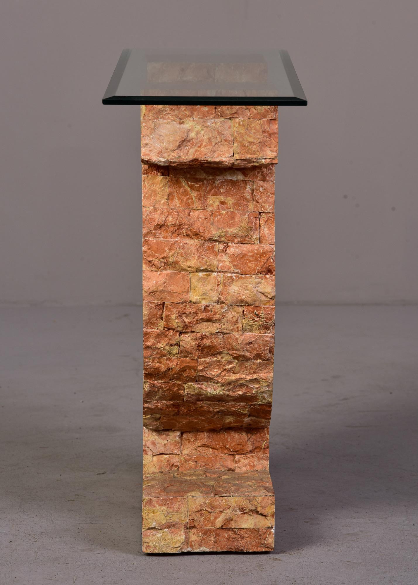Glass Italian Tessellated Pink Marble Console