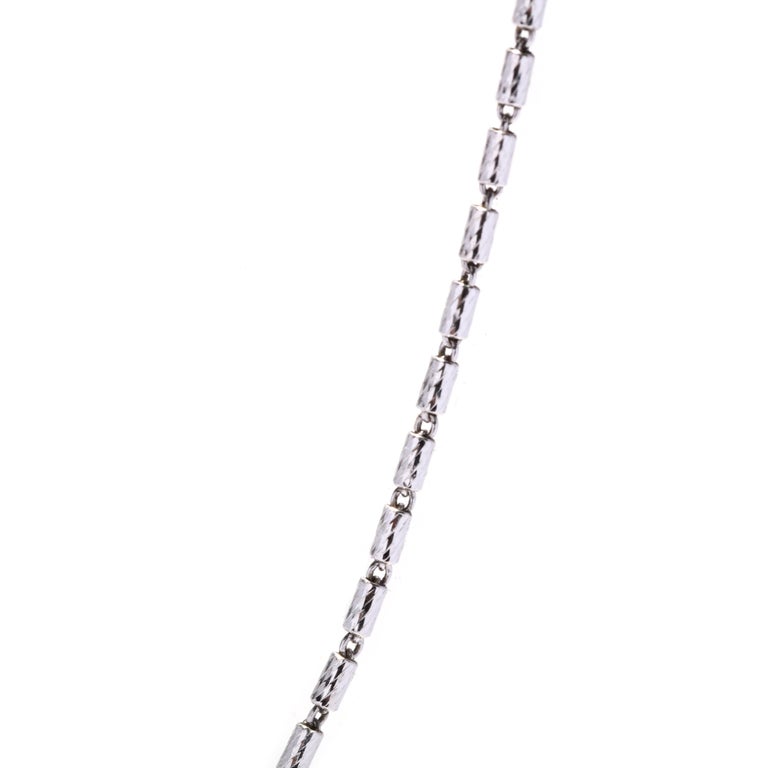 Italian Textured Barrel Bead Chain, 14K White Gold, Length 18.25 Inch ...