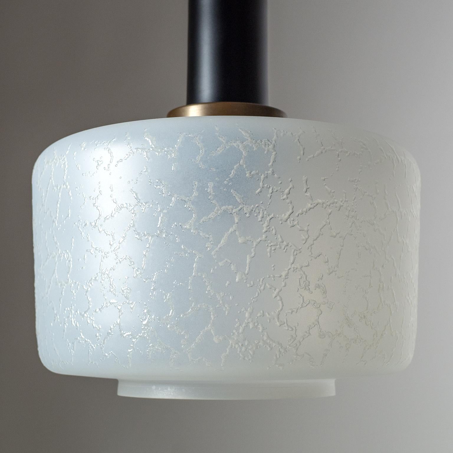 Mid-20th Century Italian Textured Glass Pendant, circa 1960 For Sale