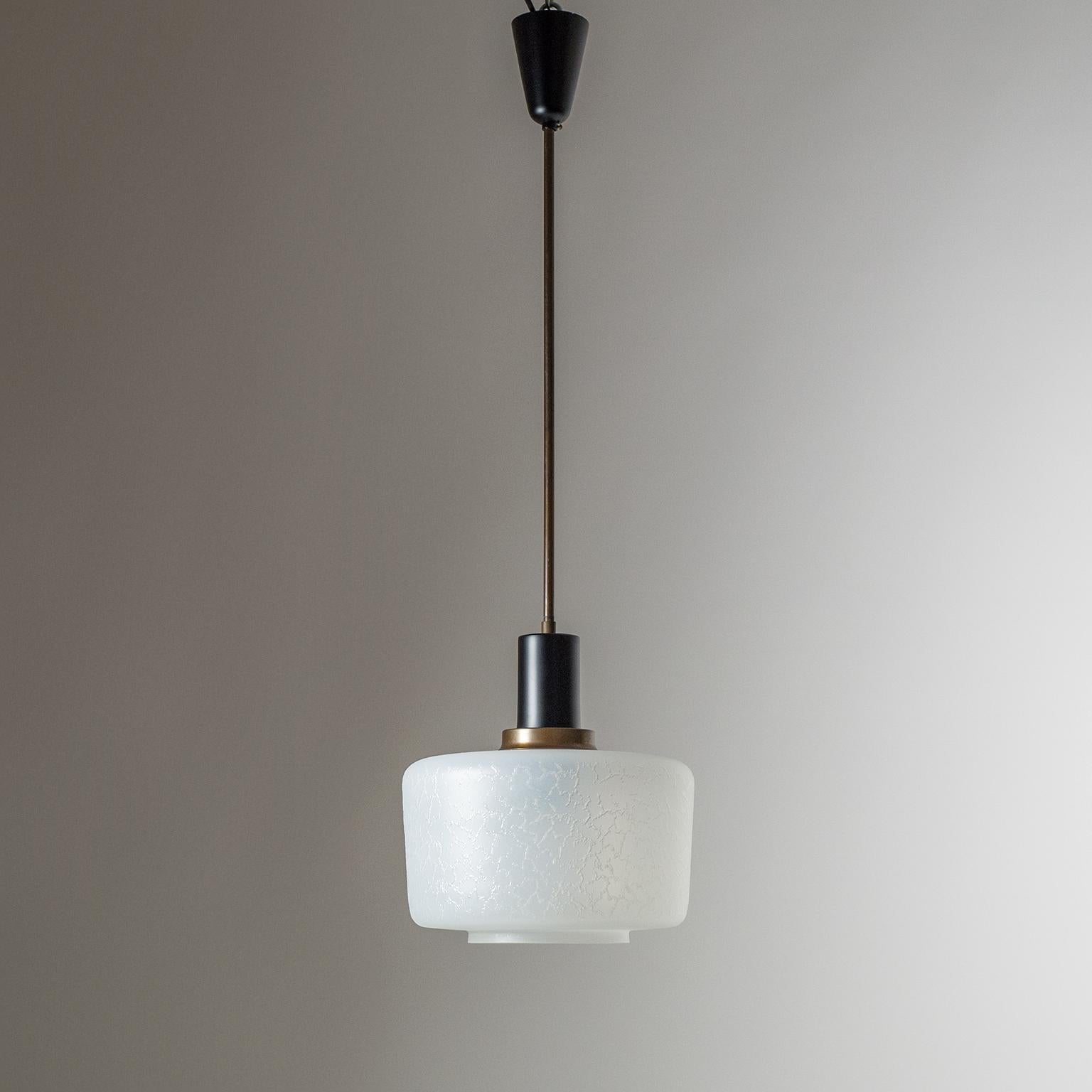 Mid-Century Modern Italian Textured Glass Pendant, circa 1960 For Sale