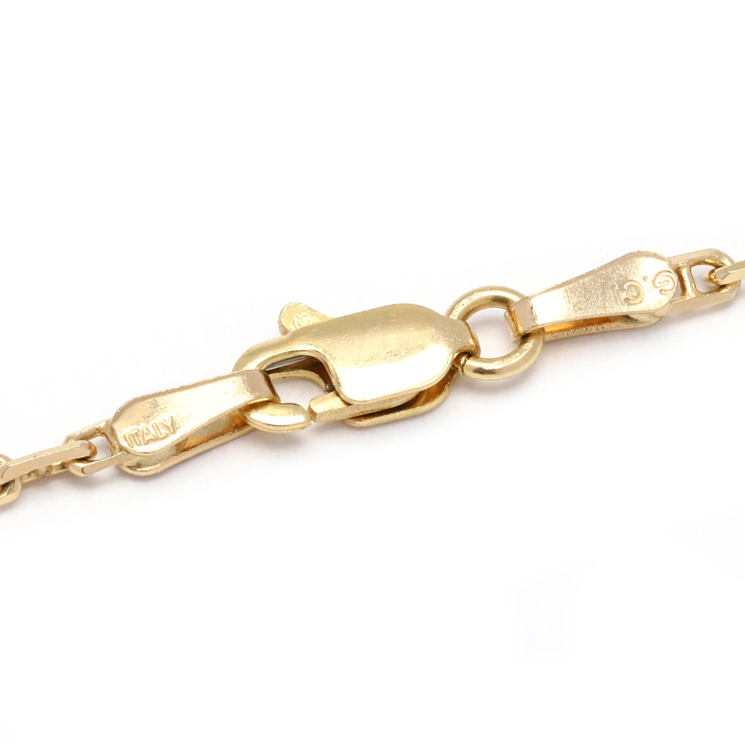 Italian Thin Anchor Chain, 14k Yellow Gold, Mini Anchor Link In Good Condition For Sale In McLeansville, NC