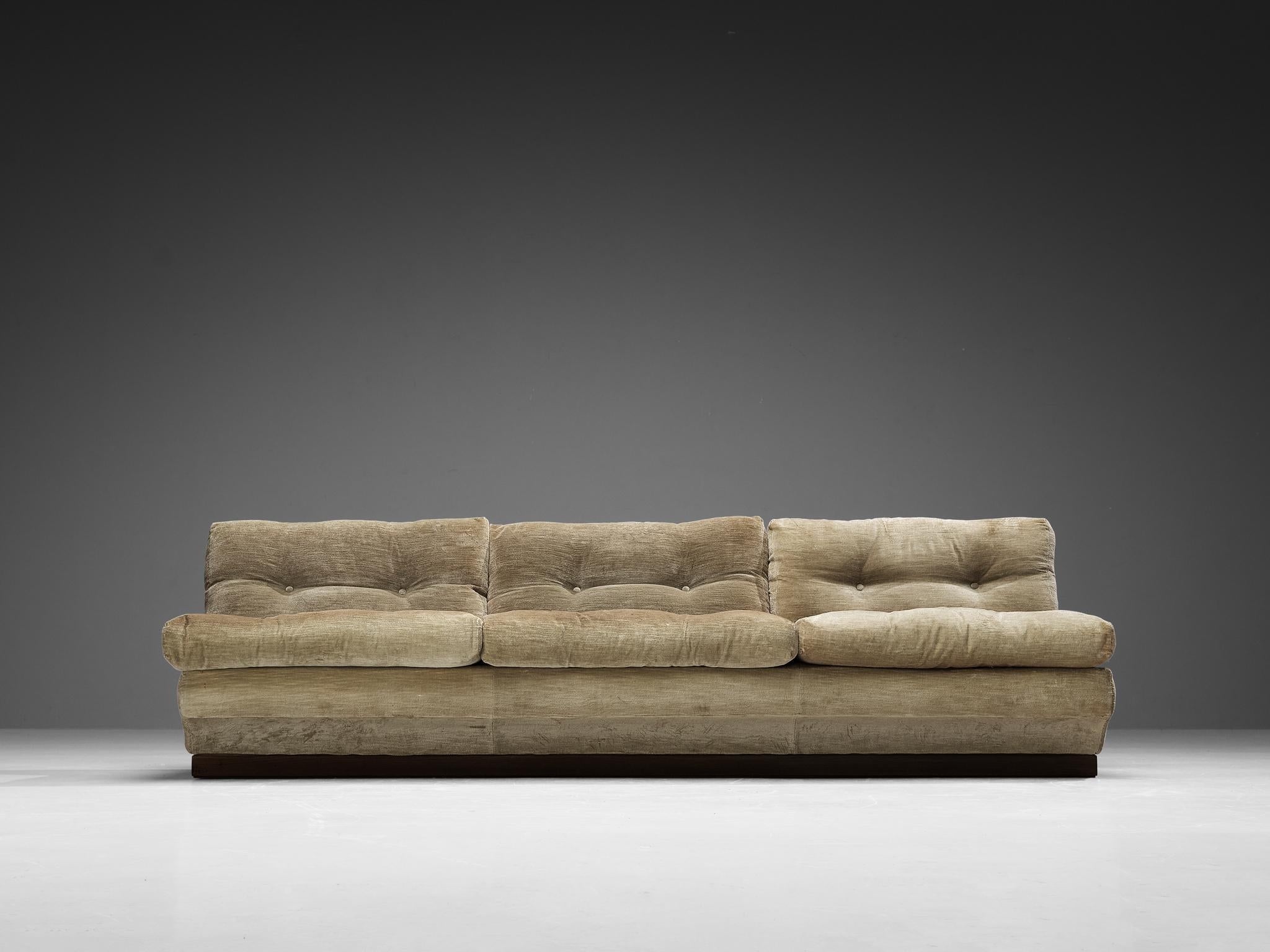 Mid-20th Century Italian Three and Two Seater Sofas in in Beige Velvet