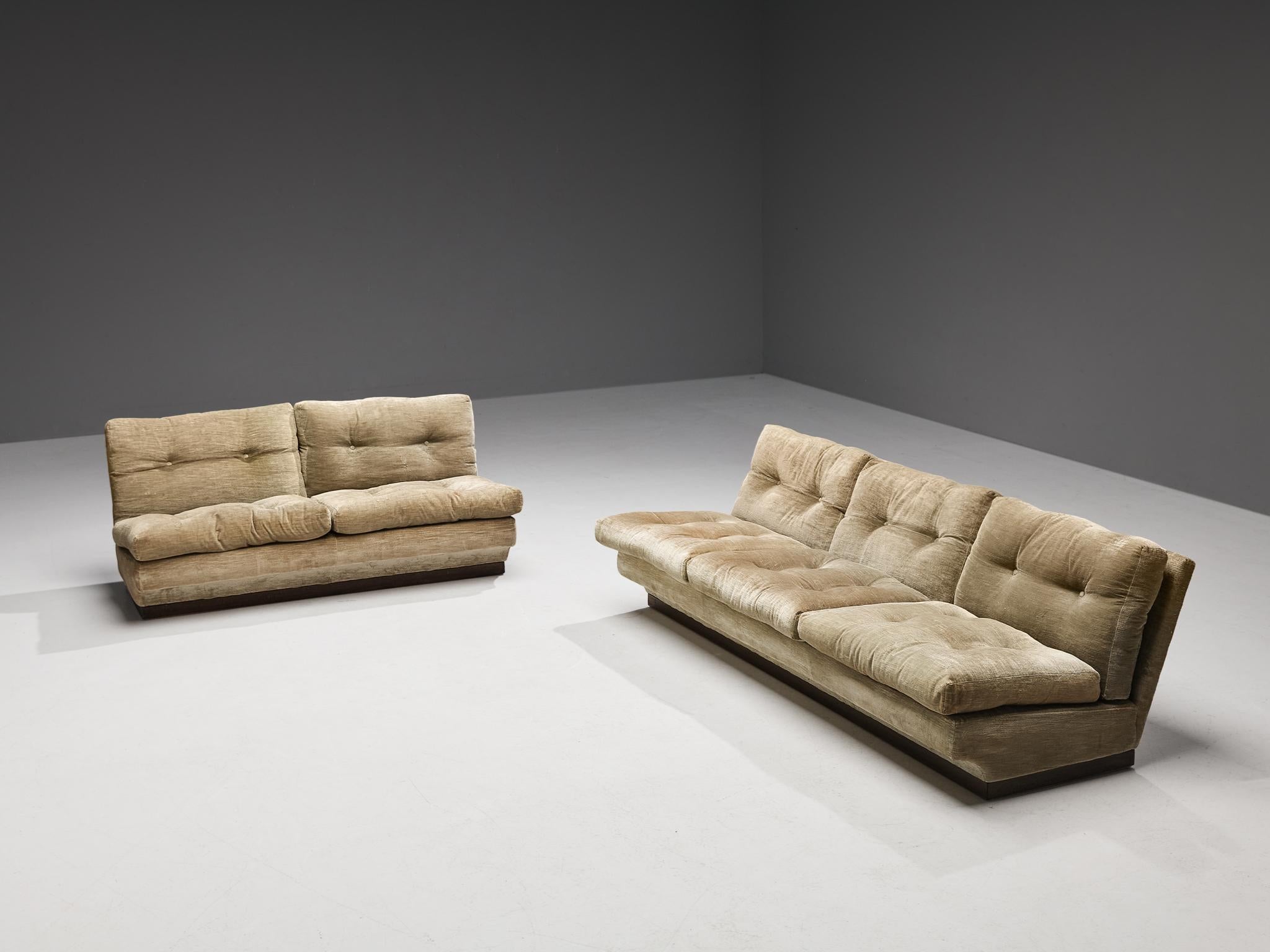 Italian Three and Two Seater Sofas in in Beige Velvet 2