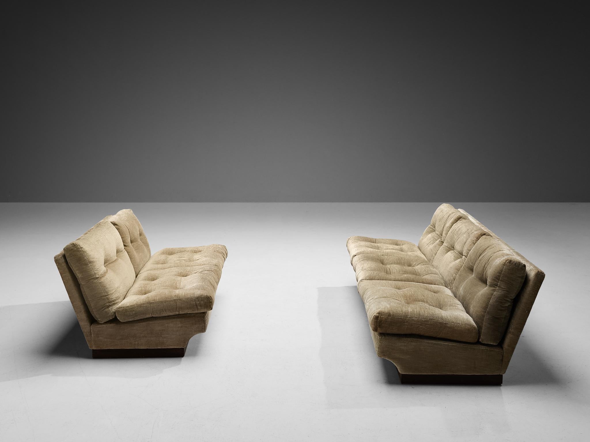 Italian Three and Two Seater Sofas in in Beige Velvet 4