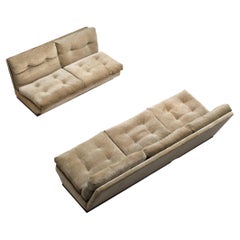 Italian Three and Two Seater Sofas in in Beige Velvet