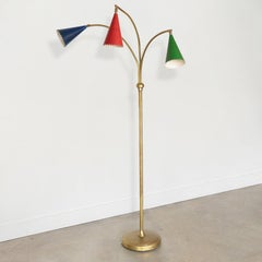 Italian Three Arm Brass Floor Lamp
