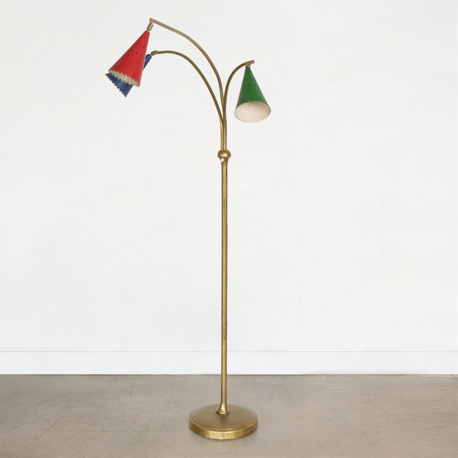 Italian Three Arm Brass Floor Lamp 1