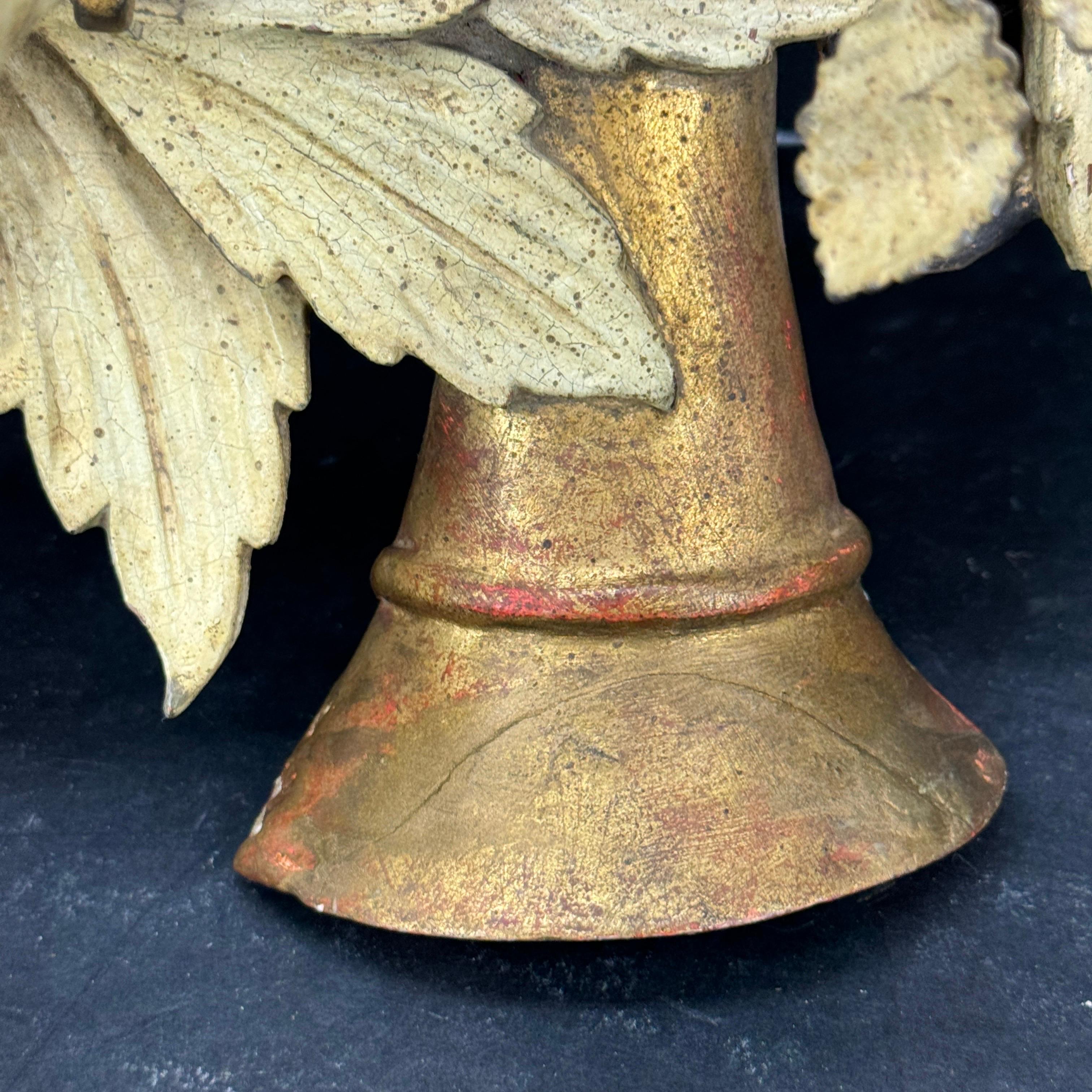 Italian Three Arm Candle Gilt Wood Wall Sconce Painted For Sale 5