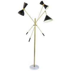 Italian Three-Arm Floor Lamp, in the Style of 1960s Italian Lighting