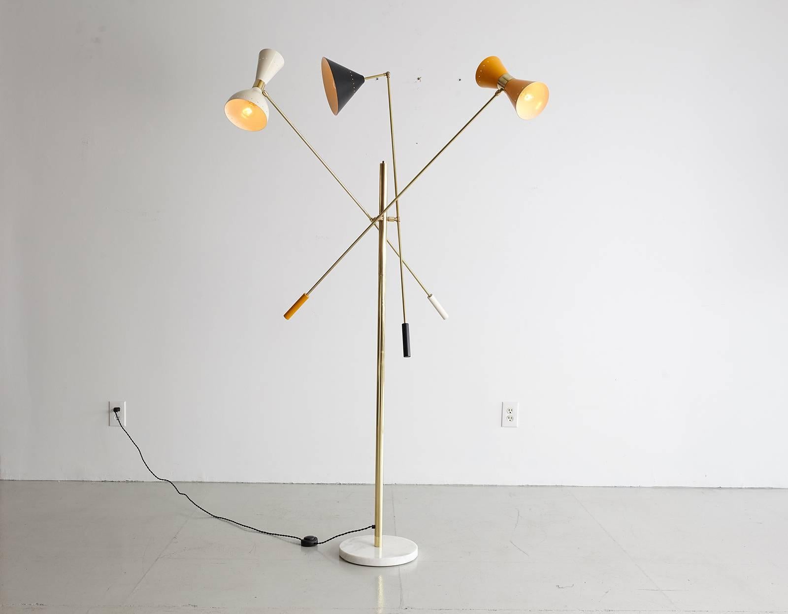 Italian Three-Arm Floor Lamp in the Style of Arredoluce For Sale 2