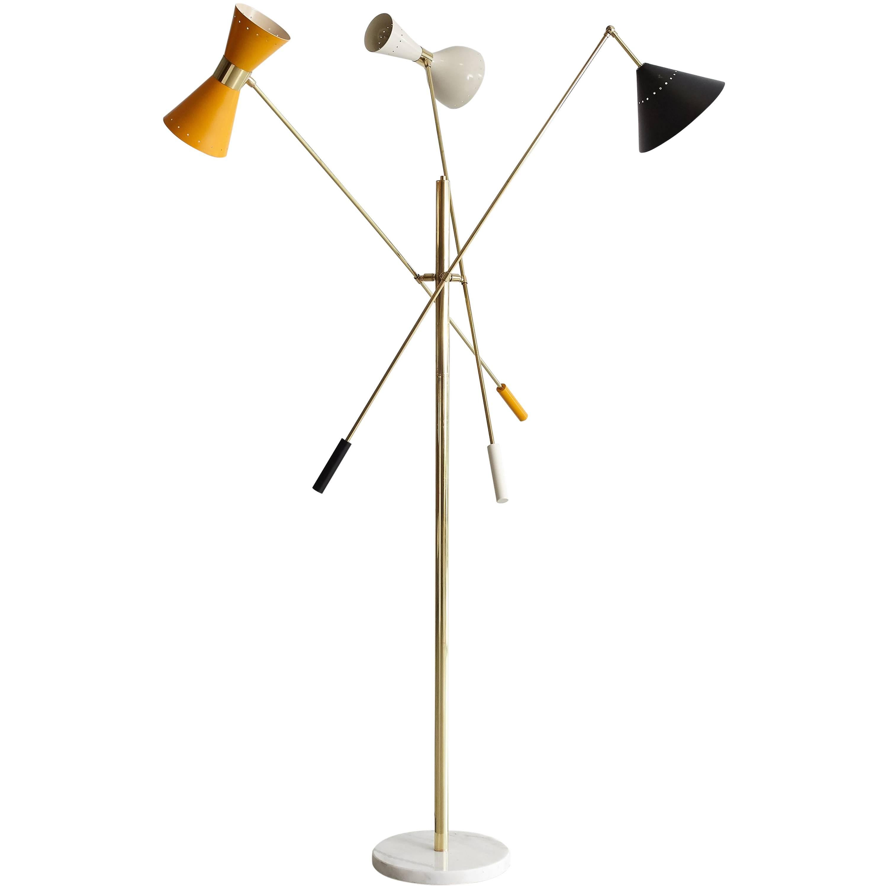 Italian Three-Arm Floor Lamp in the Style of Arredoluce