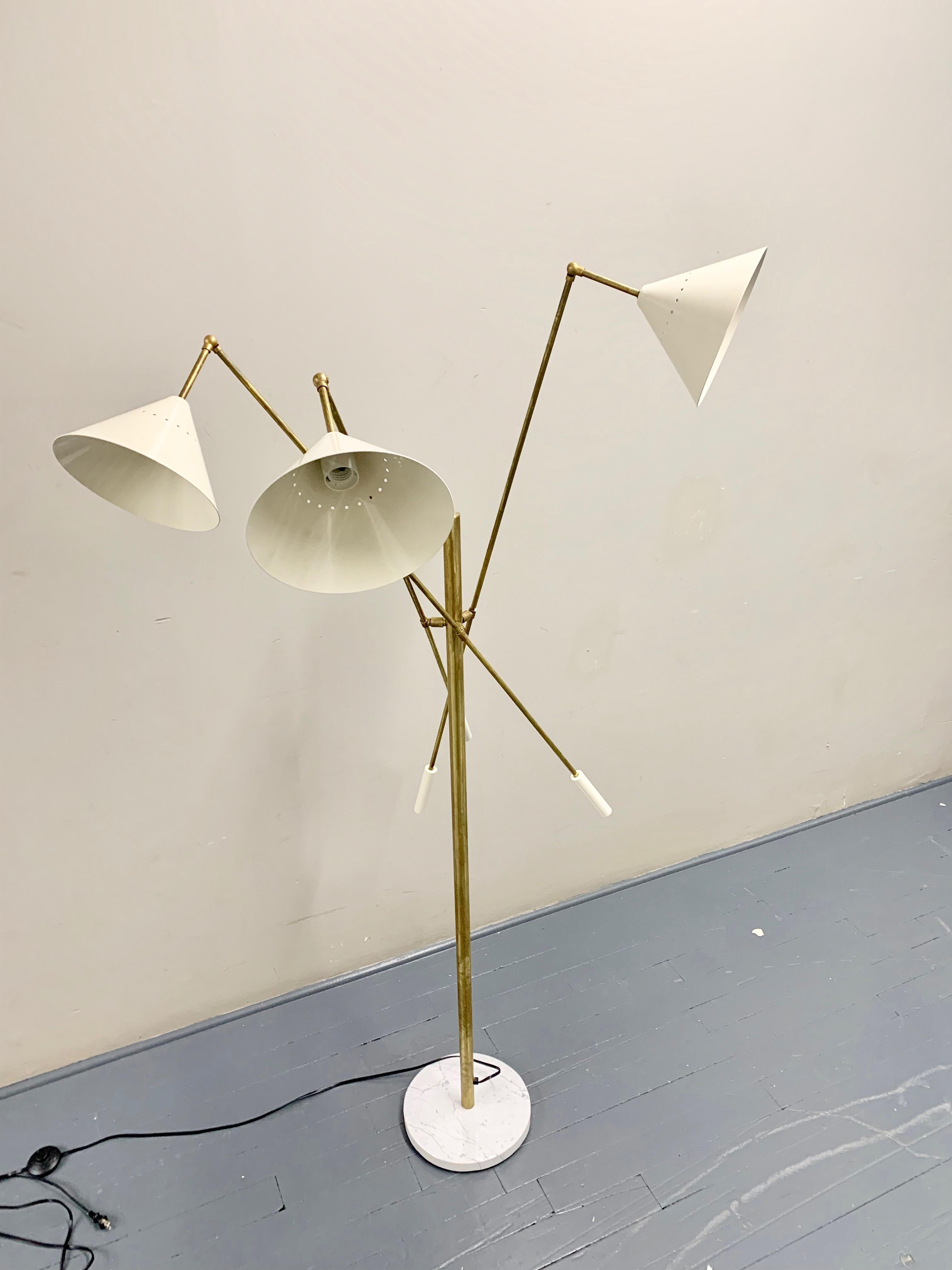 Italian Three-Arm Floor Lamp, 'Triennale' Arredoluce Style 3