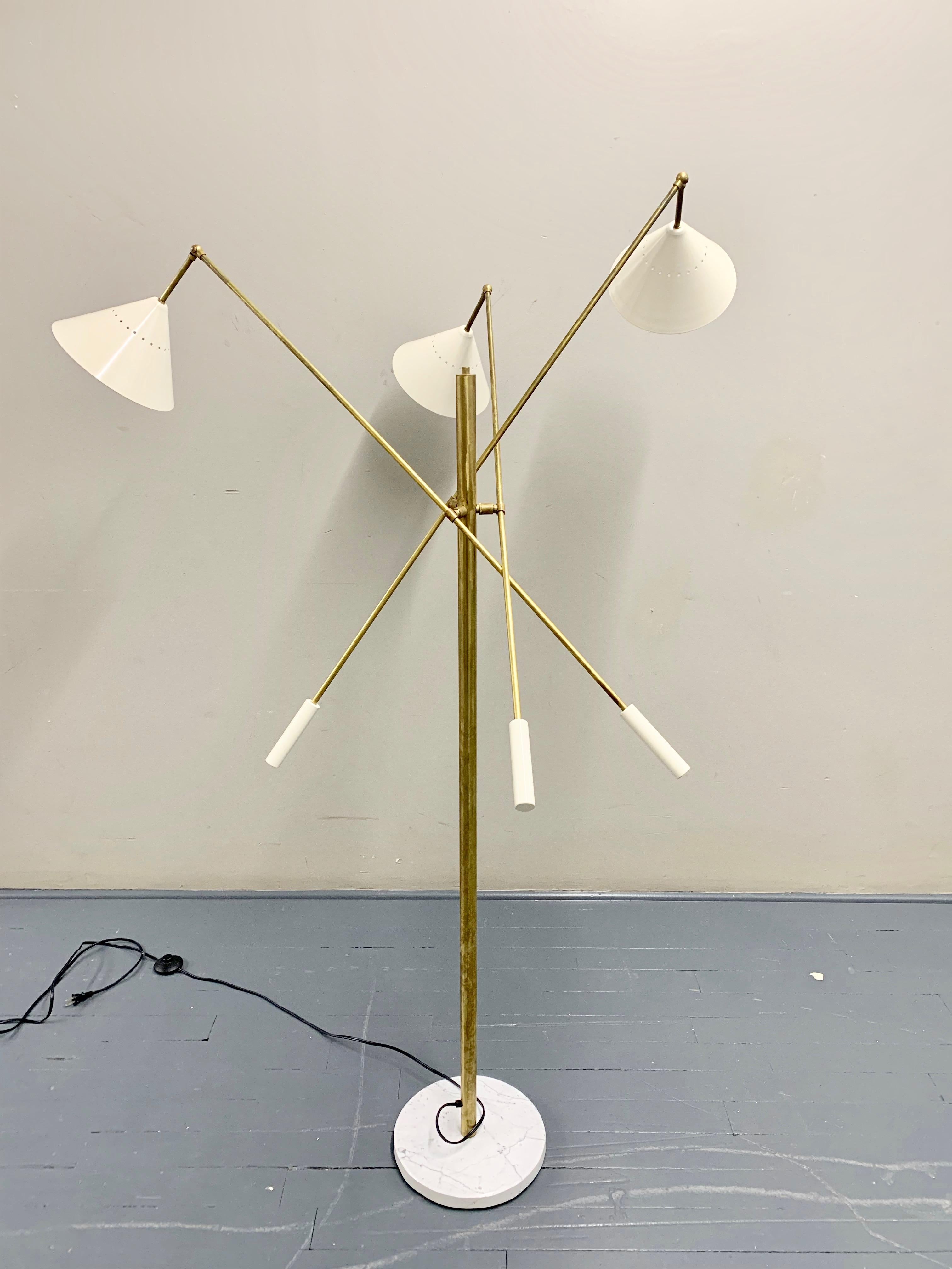 Italian Three-Arm Floor Lamp, 'Triennale' Arredoluce Style 4