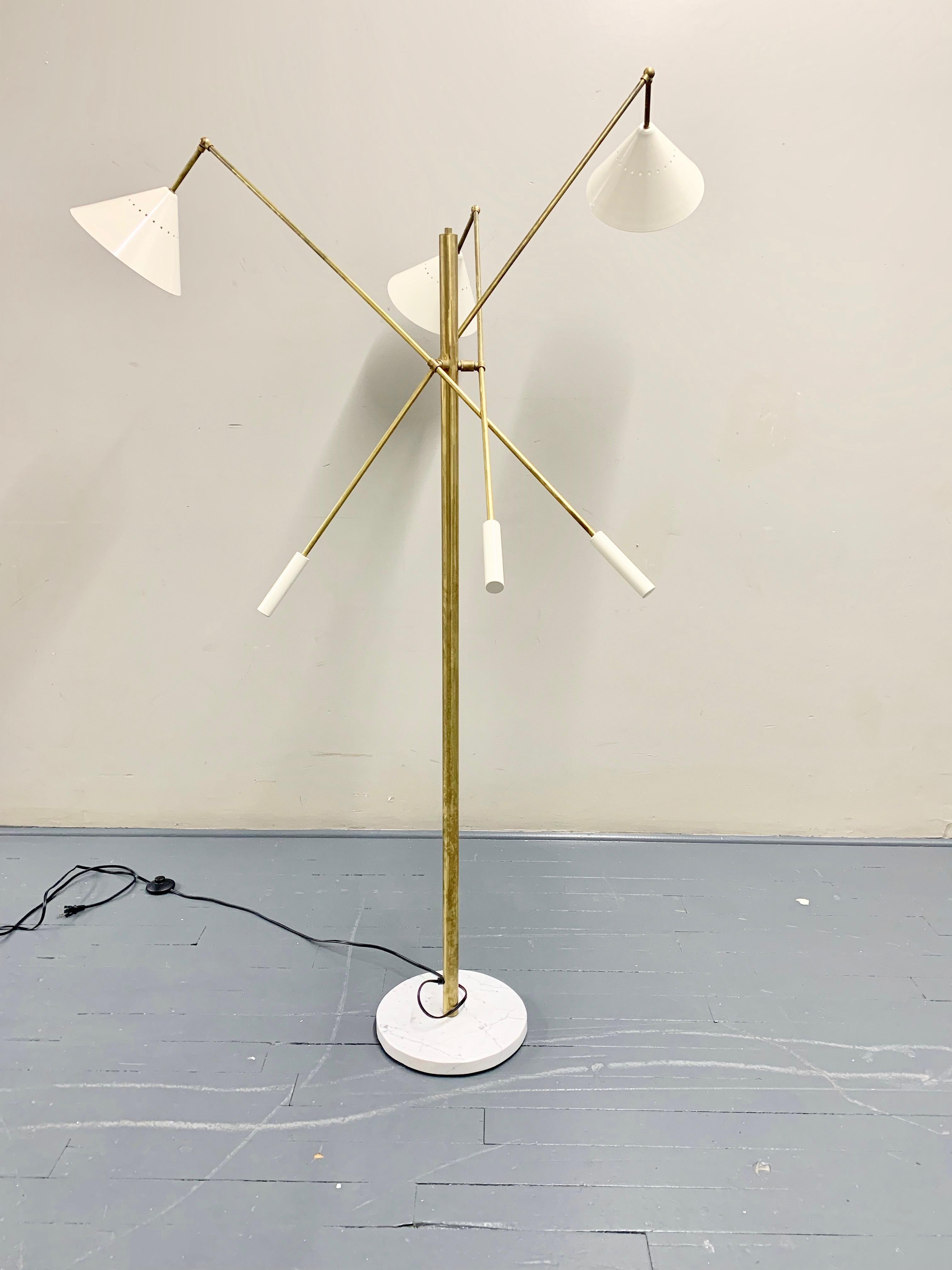 Italian Three-Arm Floor Lamp, 'Triennale' Arredoluce Style 5