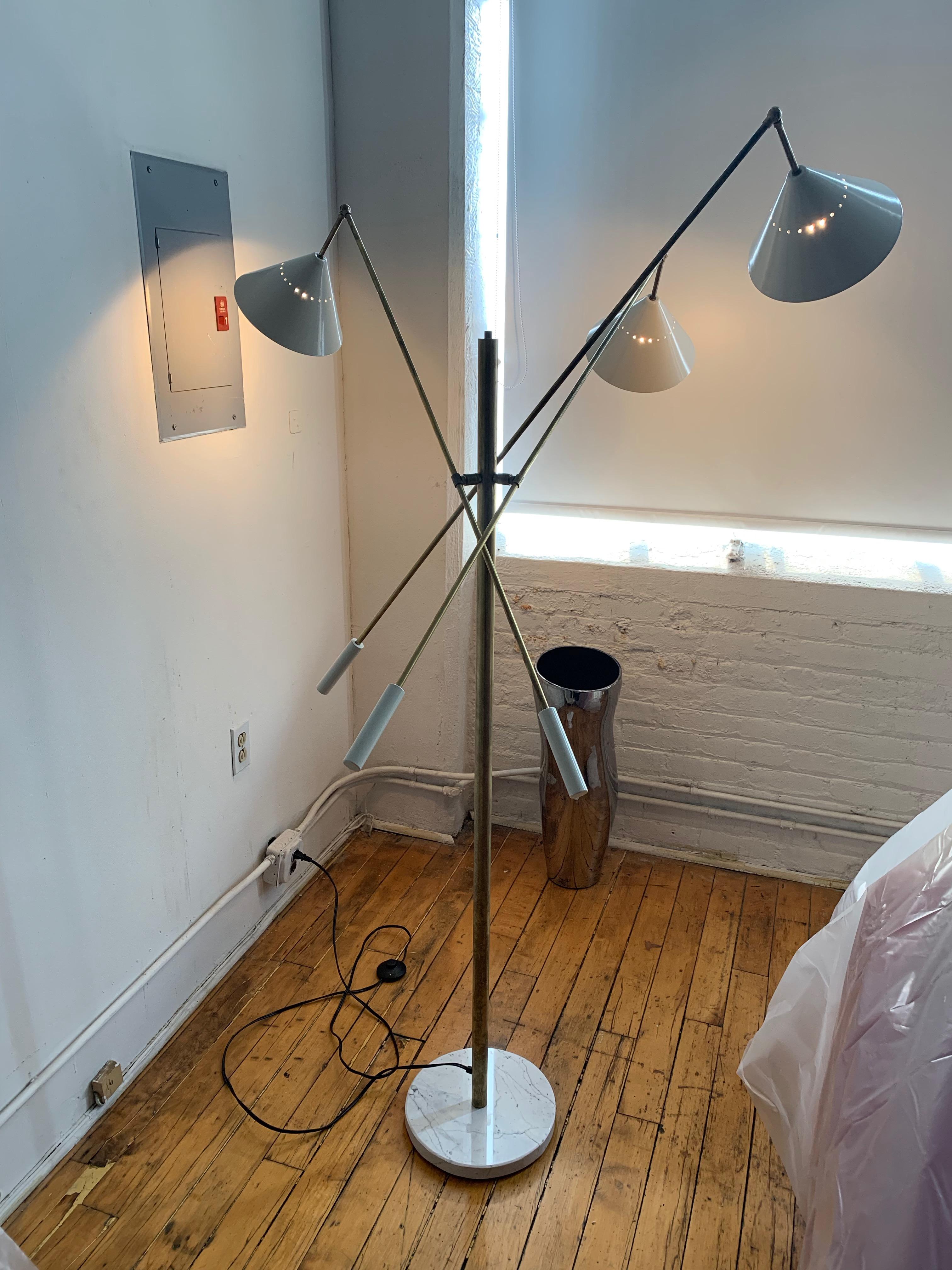 Italian Three-Arm Floor Lamp, 'Triennale' Arredoluce Style 8