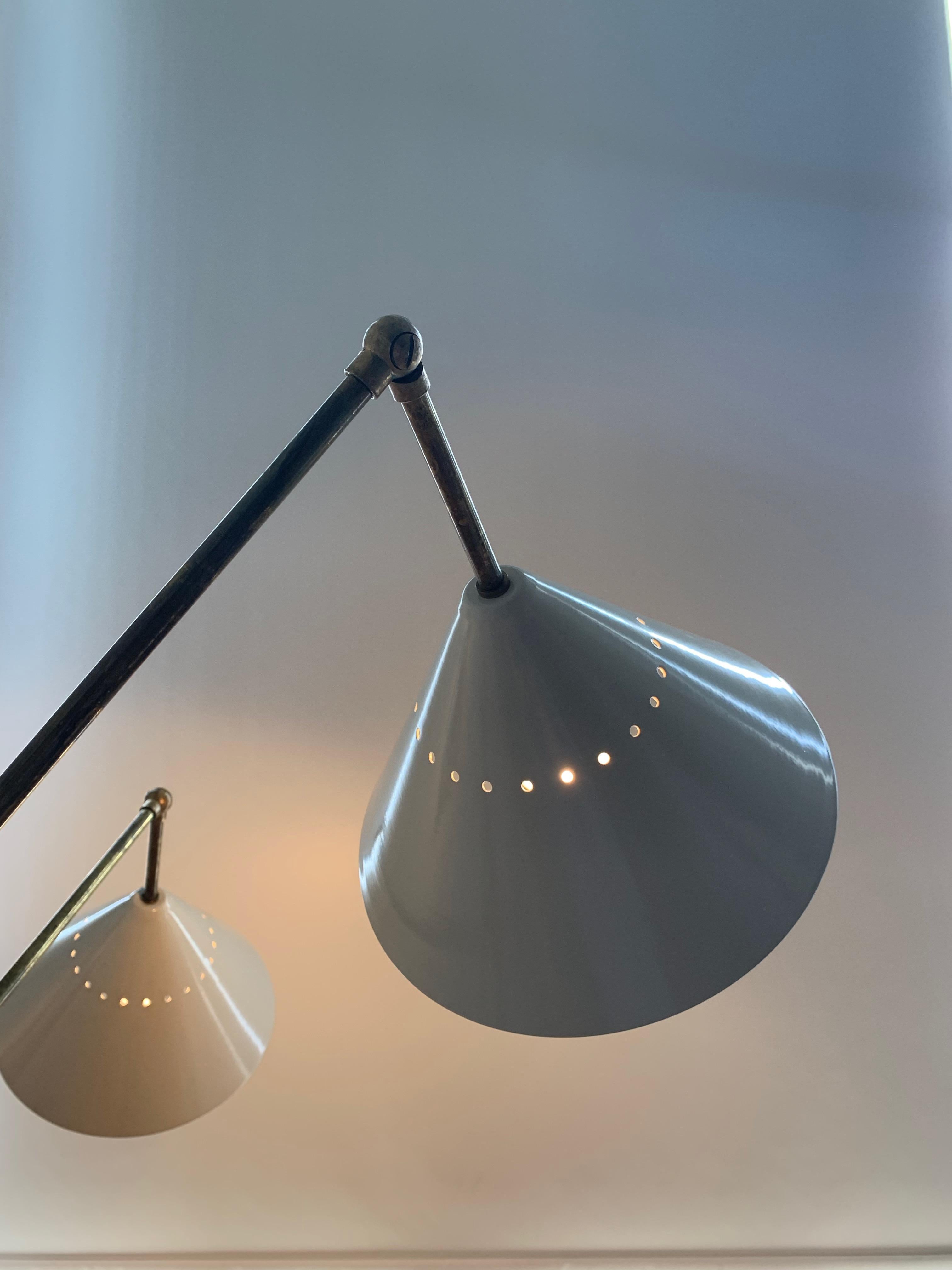 Italian Three-Arm Floor Lamp, 'Triennale' Arredoluce Style 9