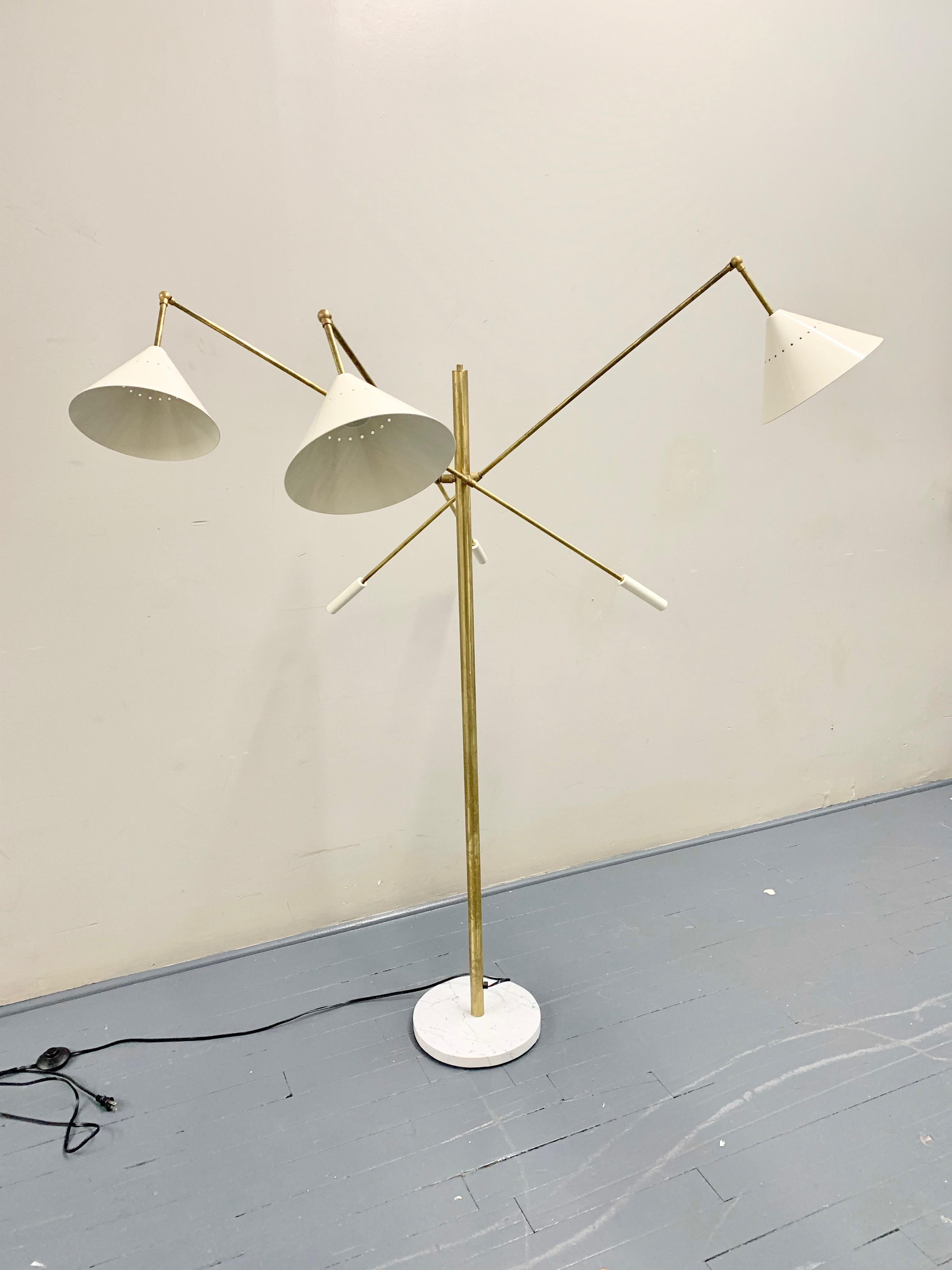 Mid-Century Modern Italian Three-Arm Floor Lamp, 'Triennale' Arredoluce Style