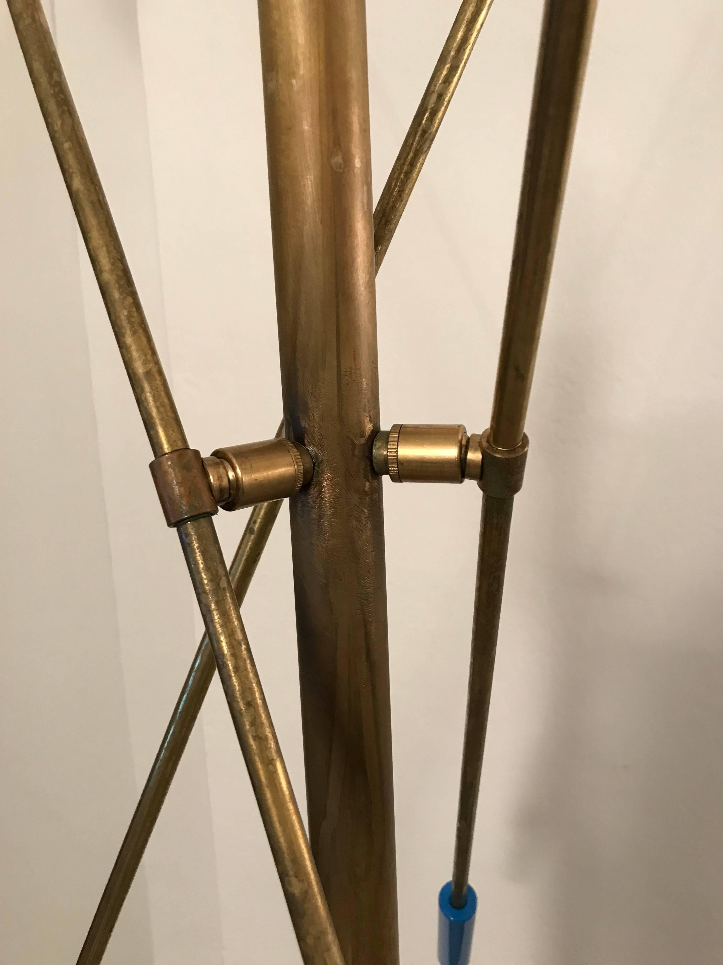 Marble Italian Three-Arm Floor Lamp with brass arms and marble base
