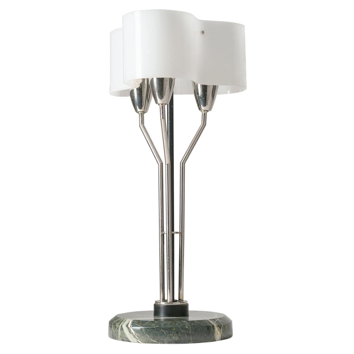 Italian Modernist Table Lamp, 1950s, Marble, Nickel and Acrylic