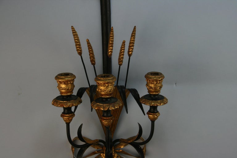 Italian Three Candle Sword Sconce In Good Condition For Sale In Douglas Manor, NY
