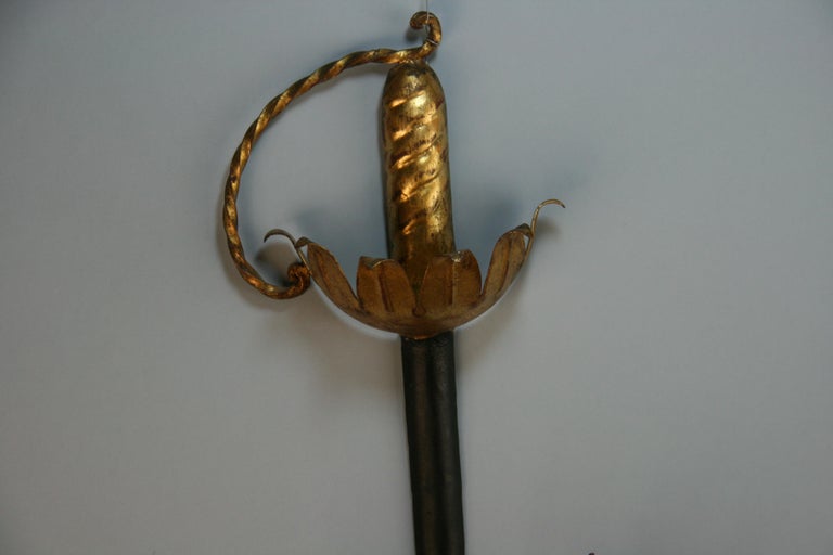 Mid-20th Century Italian Three Candle Sword Sconce For Sale