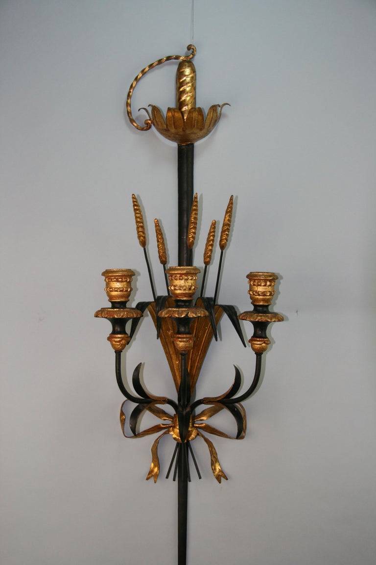 Italian Three Candle Sword Sconce For Sale 2