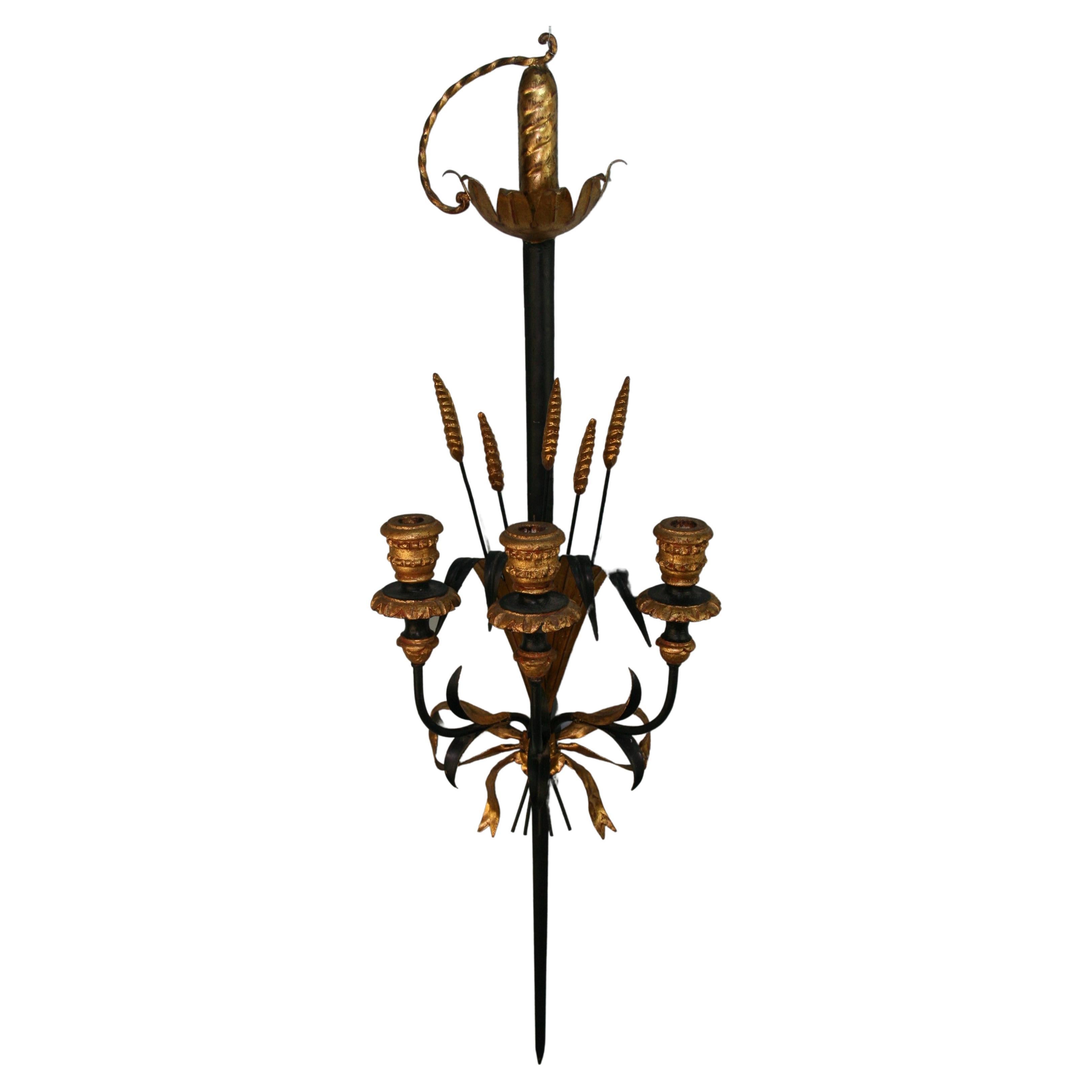 Italian Three Candle Sword Sconce