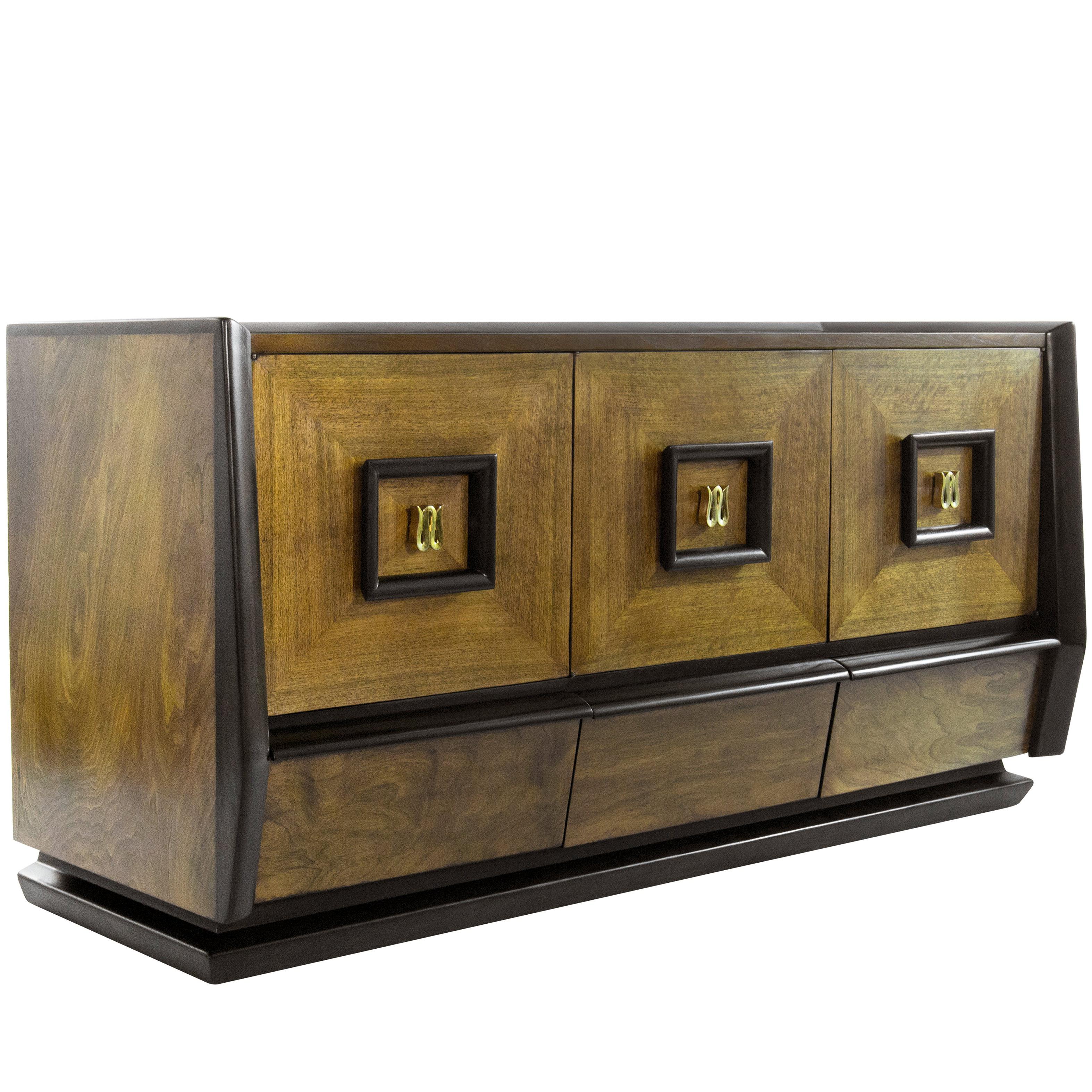 Italian Three-Door Credenza, circa 1940s