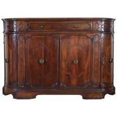 Italian Three-Drawer, Four-Door Walnut and Inlaid Credenza
