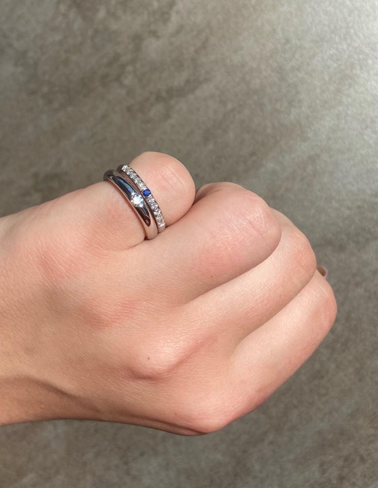 Customizable Italian Three in One Blue Sapphire Diamond White Gold Ring ...
