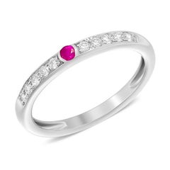 Italian Three in One Cluster Ruby Diamond White Gold Ring for Her