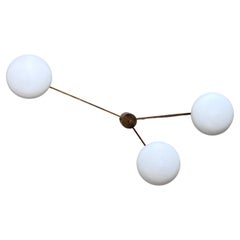 Italian Three Light Chandelier/Ceiling Lamp in Brass