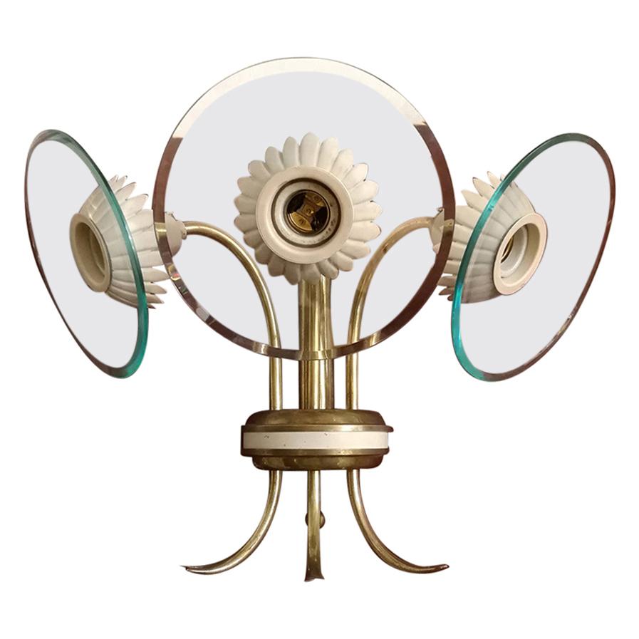 Italian Three-Light Brass Applique by Pietro Chiesa for Fontana Arte, 1940s