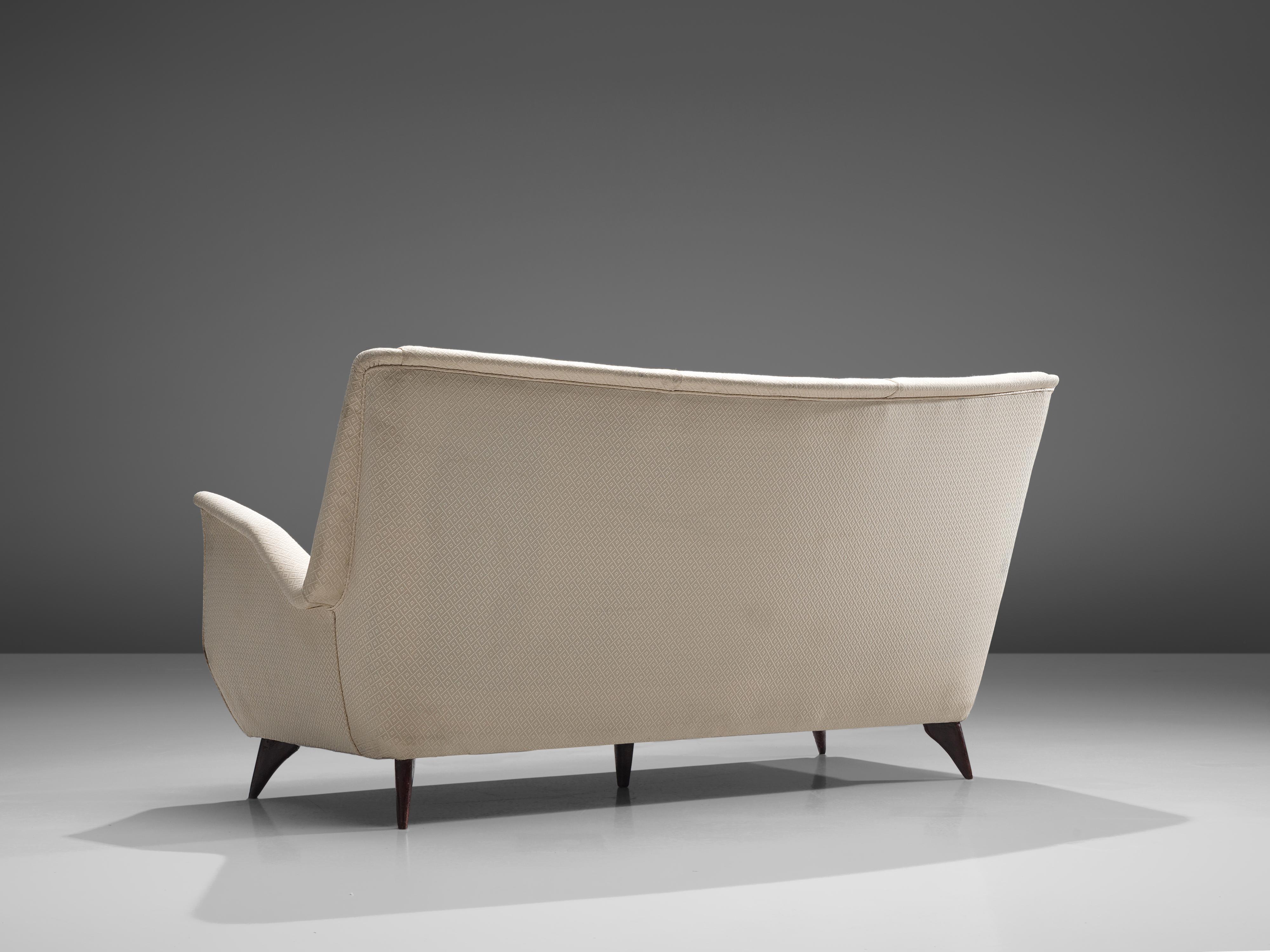 Mid-Century Modern Italian Three-Seater Sofa in Off-White Upholstery