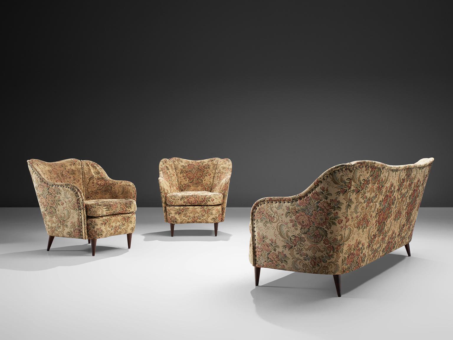 Italian Three-Seat Sofa with Floral Upholstery 2