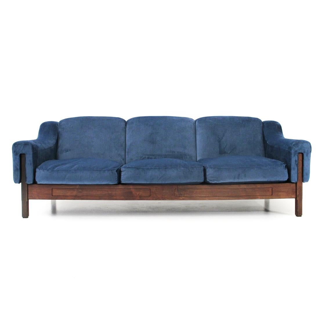 Italian Three-Seat Velvet Sofa by Ipar, 1960s In Good Condition In Savona, IT