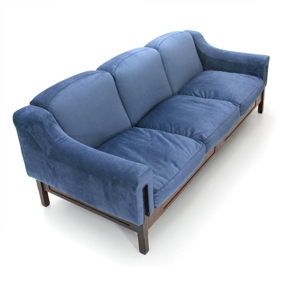 Italian Three-Seat Velvet Sofa by Ipar, 1960s 1