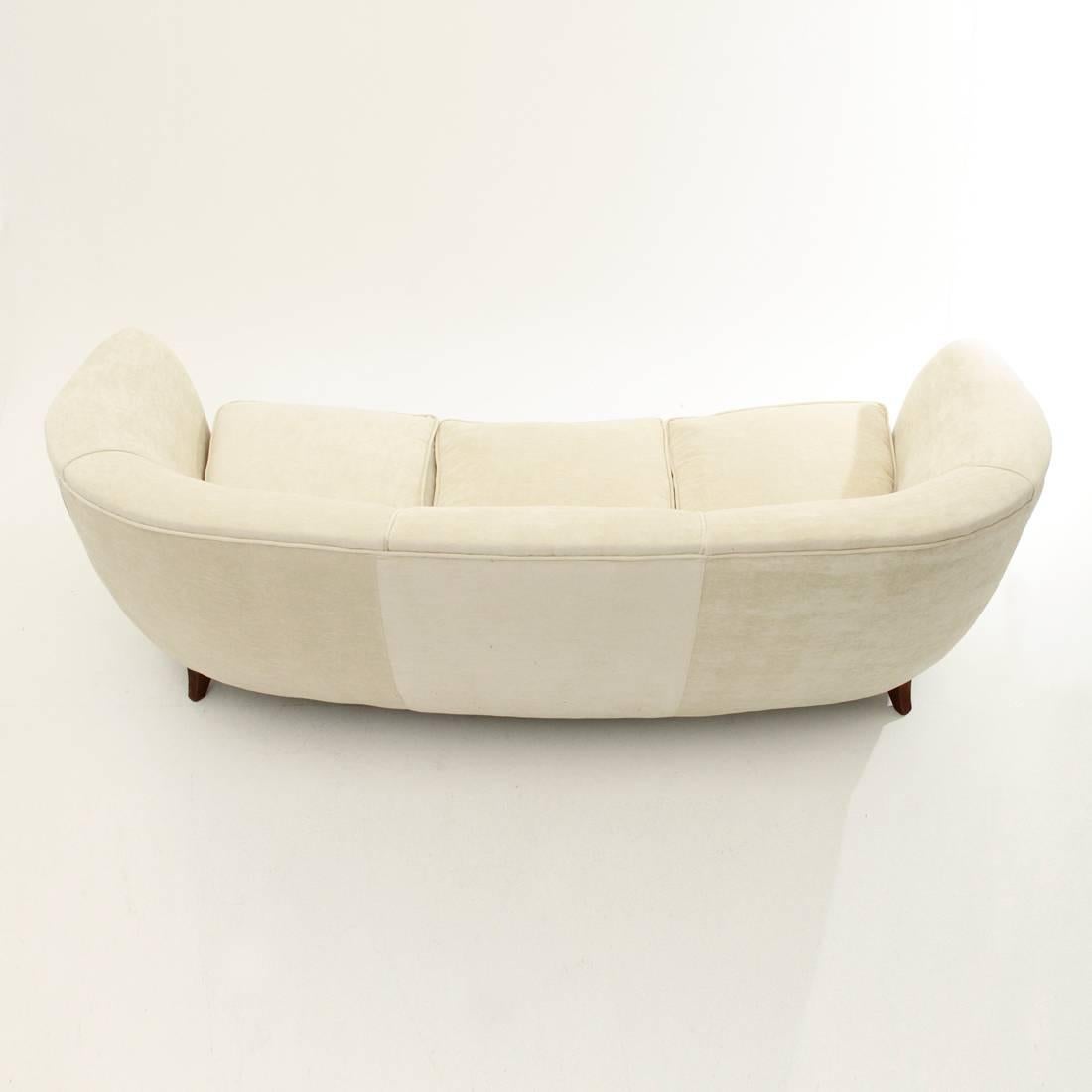 Italian Three-Seat White Velvet Sofa, 1950s 1