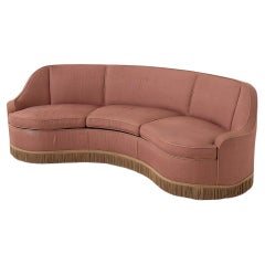 Italienisches Dreisitzer-Sofa mit rosafarbenem Stoff, Gio Ponti zugeschrieben