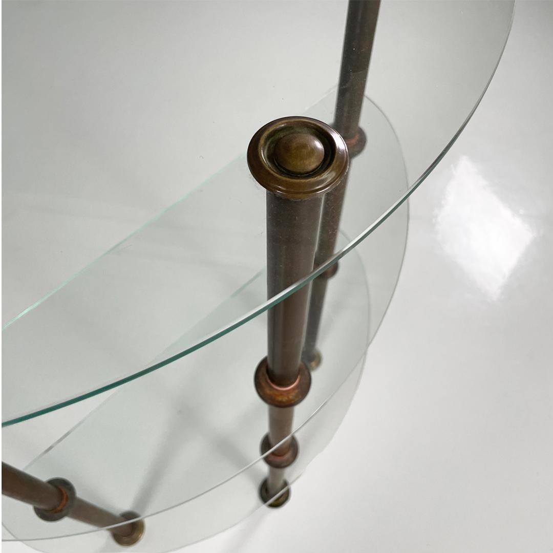 Italian three-shelf console table in metal and glass, 1920s in vendita 4