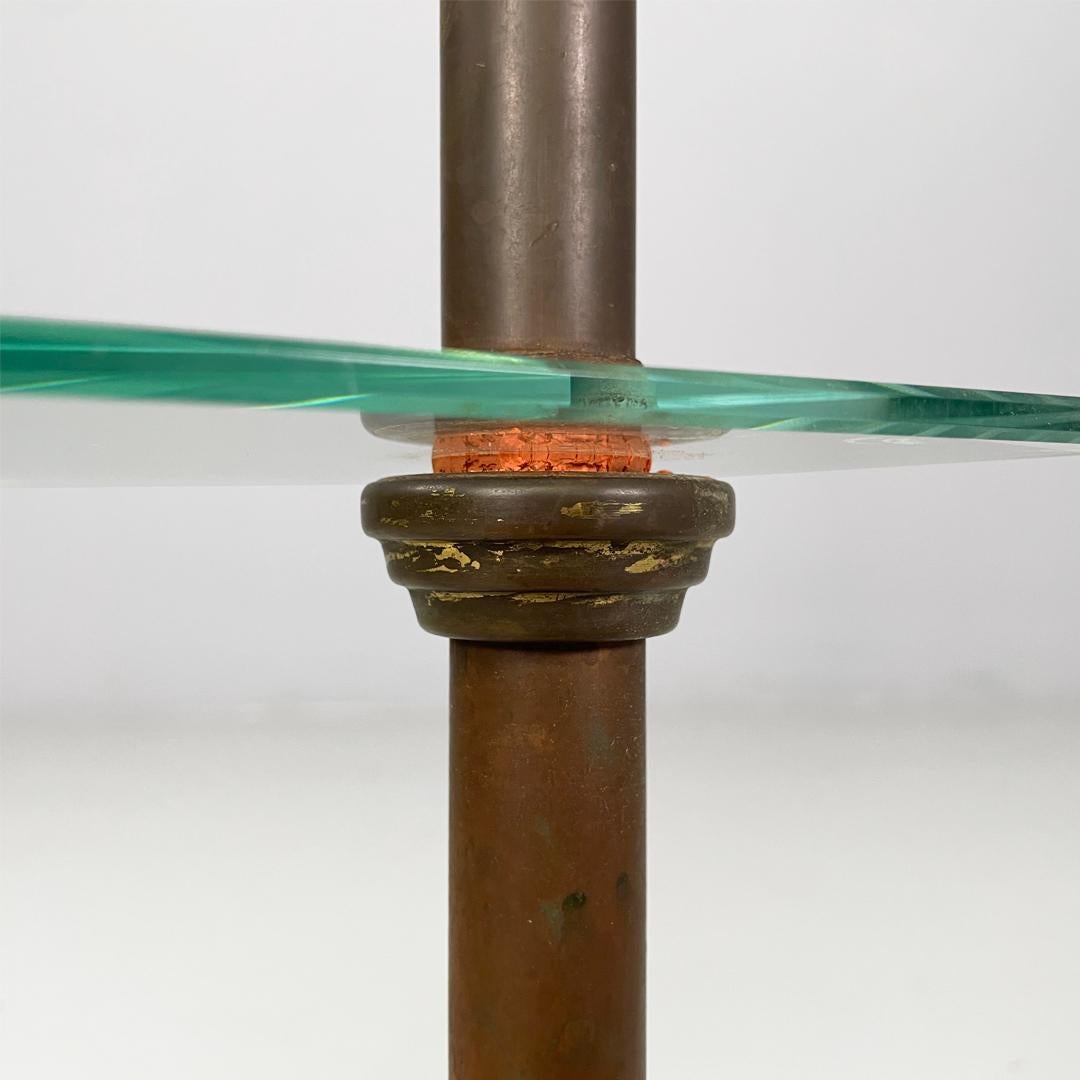 Italian three-shelf console table in metal and glass, 1920s in vendita 5
