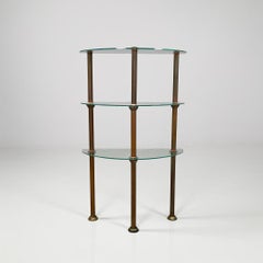 Italian three-shelf console table in metal and glass, 1920s